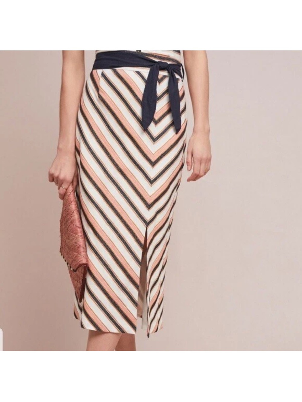 ANTHROPOLOGIE Sz 8 NARELLE TEXTURED MIDI PENCIL SKIRT X HUTCH missing belt